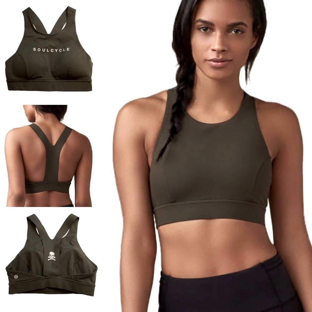 LULULEMON x SOULCYCLE Olive Fast & Free Bra Size 8